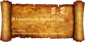 Bienenfeld Radvány névjegykártya